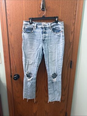 Light Blue Distressed Ankle Jeans - Women's Cropped Denim